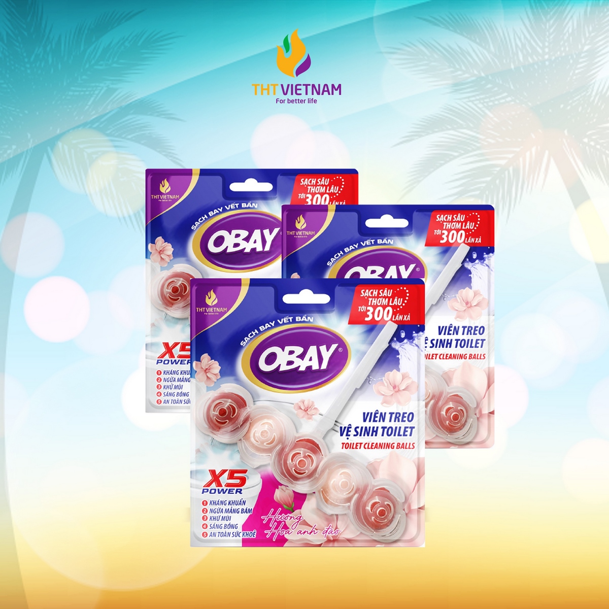 Viên treo vệ sinh Toilet Obay hương hoa anh đào 50g