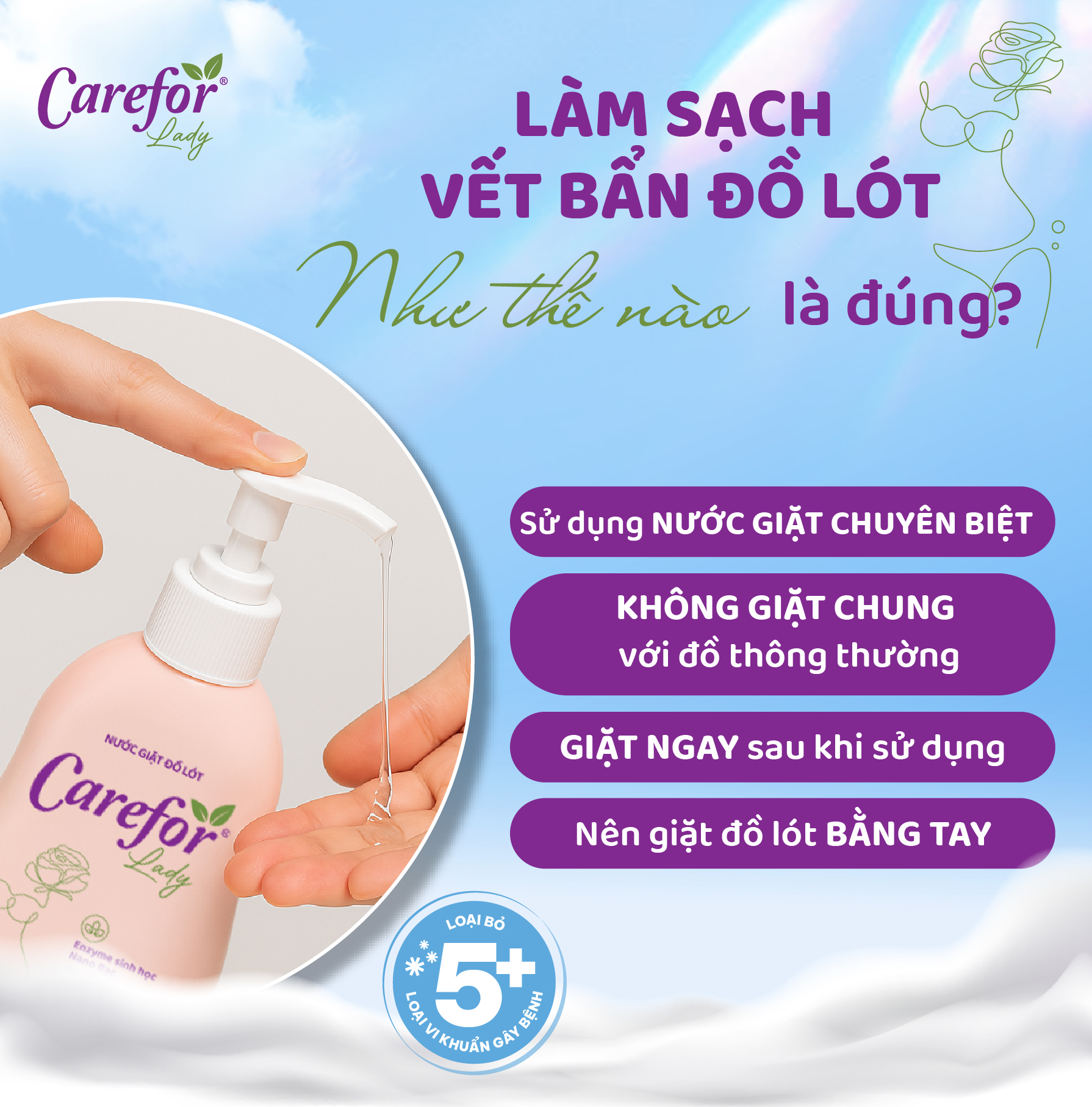 Nước giặt đồ lót Carefor Lady - Ảnh 6