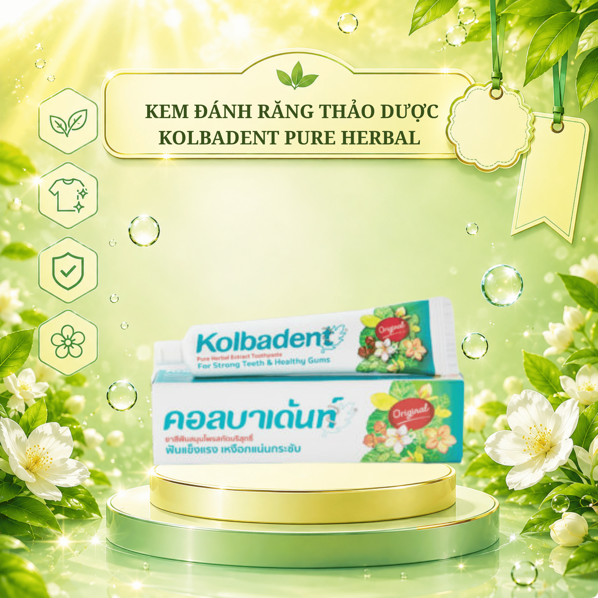 Kem đánh răng thảo dược thuần khiết Kolbadent Thái Lan 100/160 gram