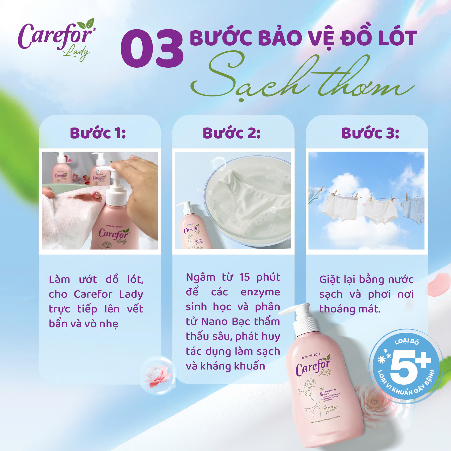 Nước giặt đồ lót Carefor Lady - Ảnh 7