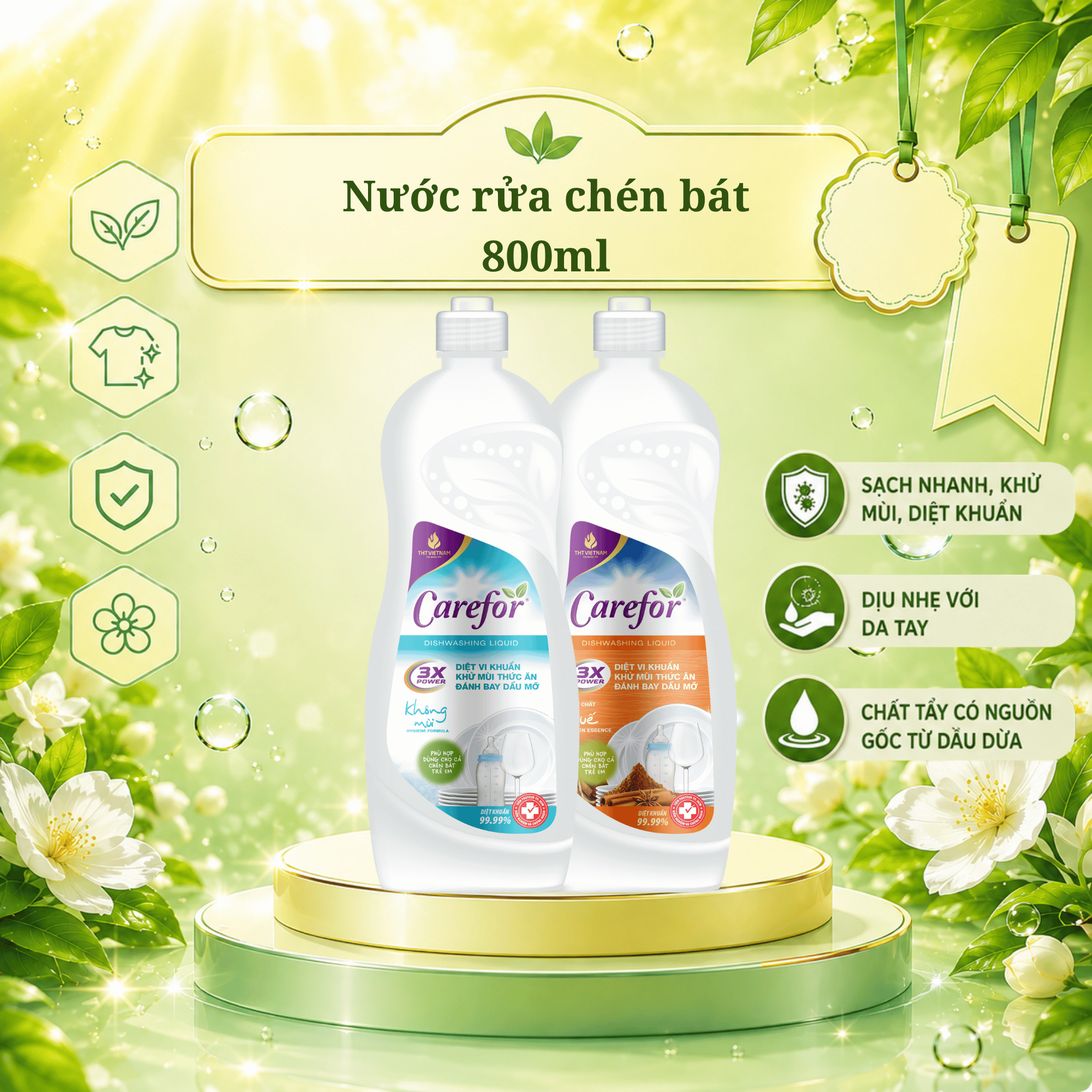 Nước rửa chén bát Carefor 800ml