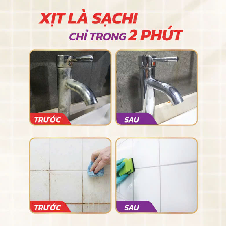 Siêu tẩy cặn Canxi Obay 450ml ( tẩy vách kính, sen vòi, lavabo, chậu rửa bát…) - Ảnh 6