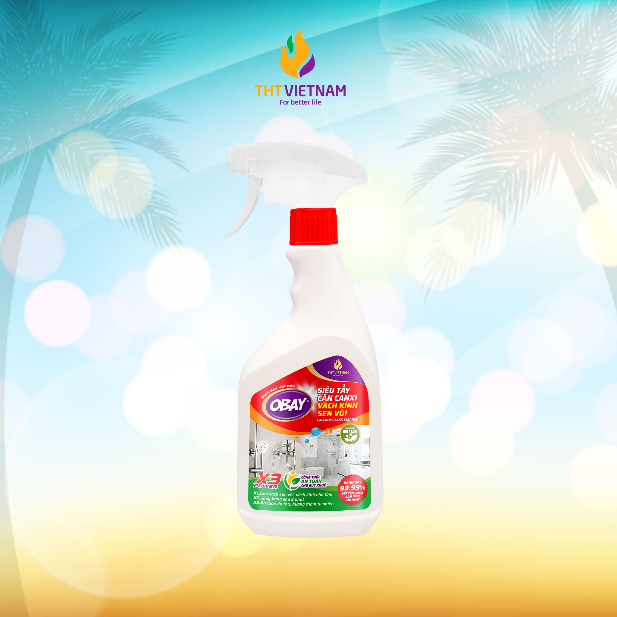Siêu tẩy cặn Canxi Obay 450ml ( tẩy vách kính, sen vòi, lavabo, chậu rửa bát…)