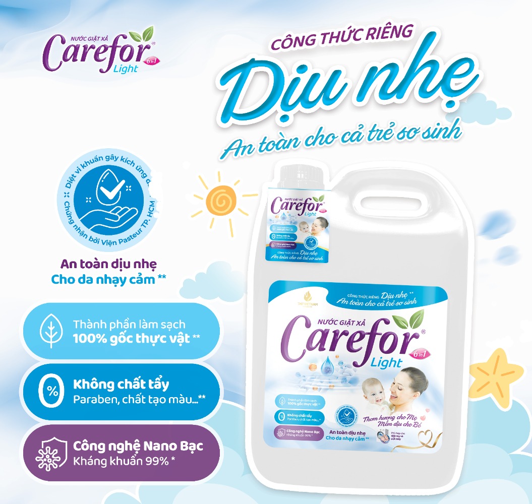 Nước giặt xả dịu nhẹ Carefor Light 5000ml - Ảnh 2