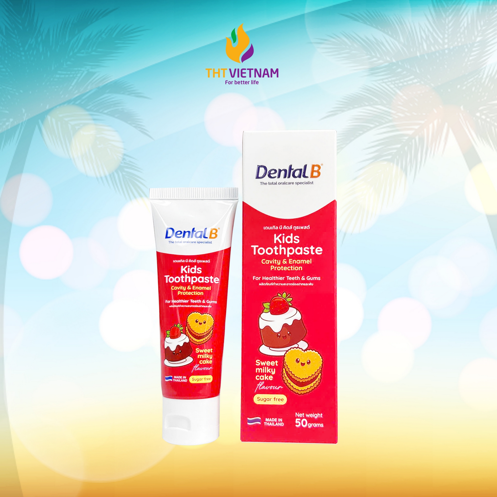 Kem đánh răng thảo dược trẻ em Dental B Thái Lan vị bánh sữa 50gr