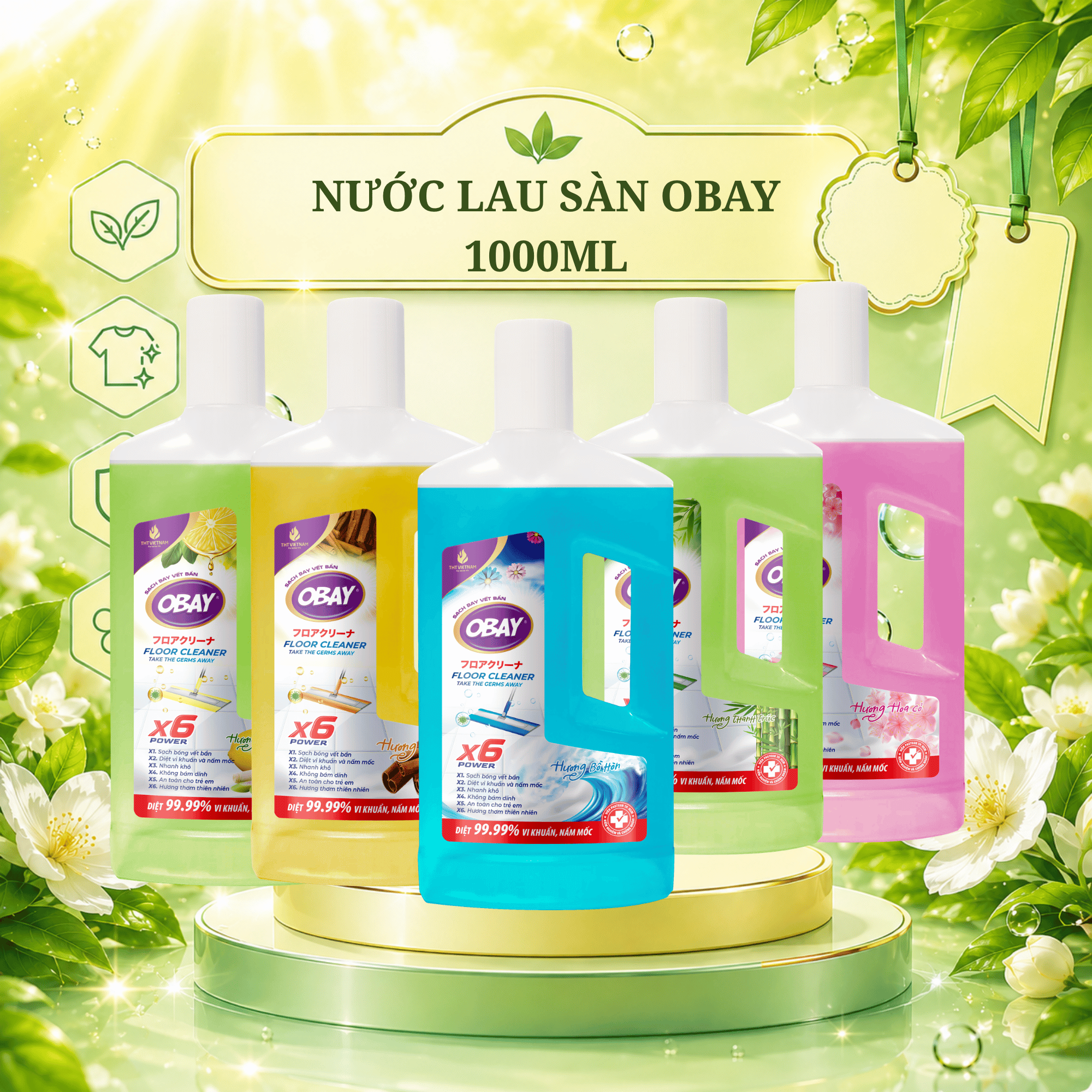 Nước lau sàn đậm đặc Obay 1000ml