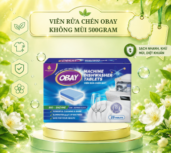 Viên rửa chén OBAY không mùi 500gram – Hộp 25 viên