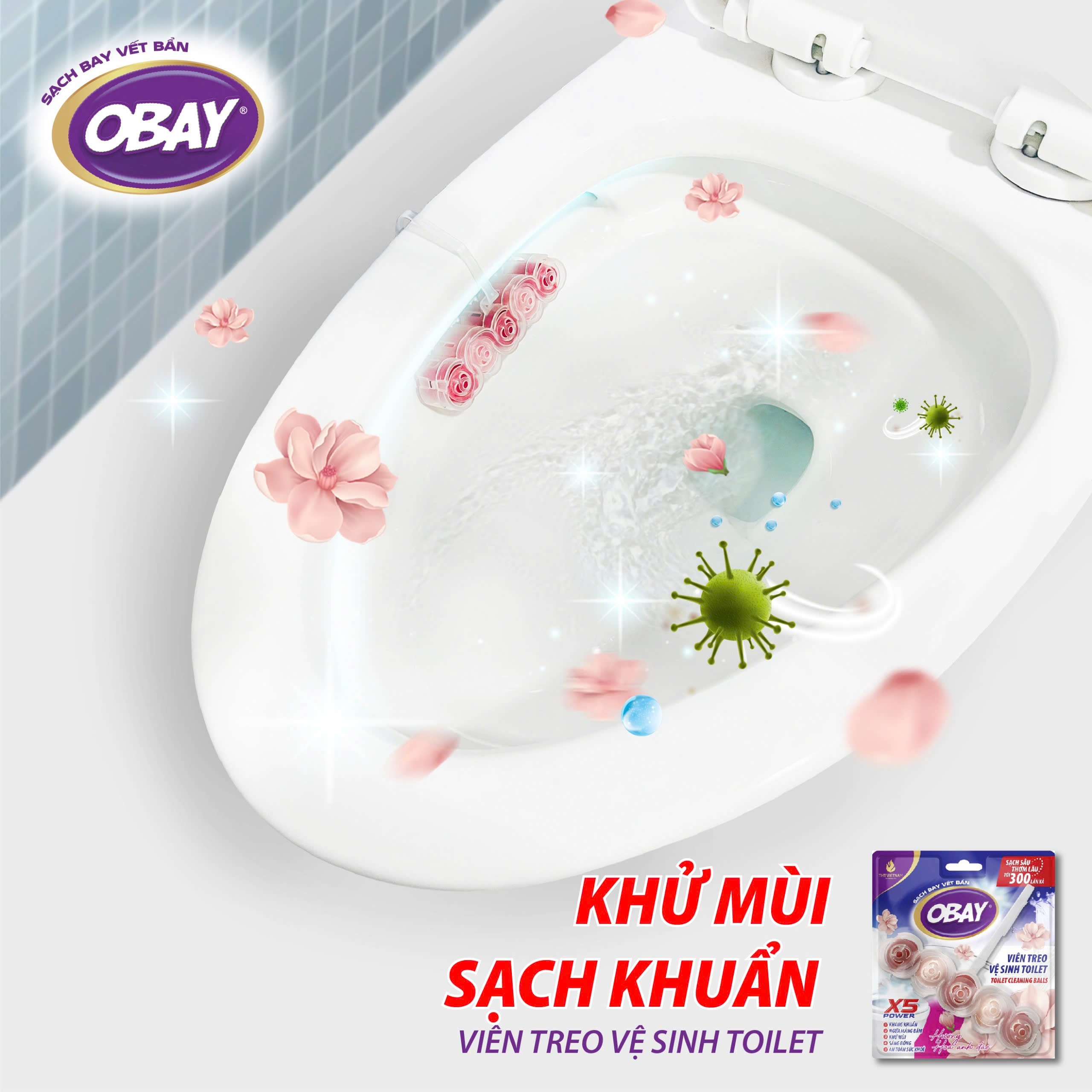 Viên treo vệ sinh Toilet Obay hương hoa anh đào 50g - Ảnh 7