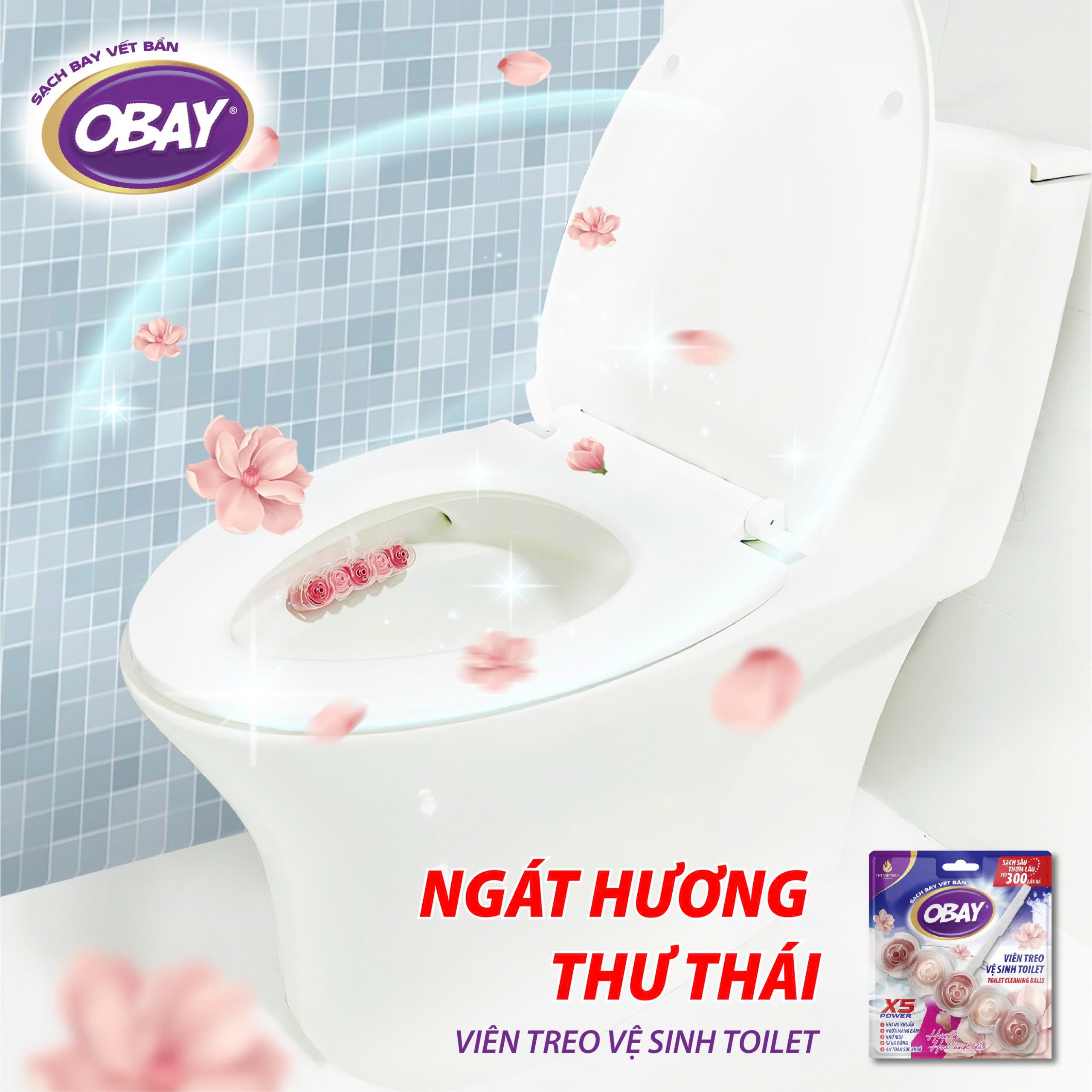 Viên treo vệ sinh Toilet Obay hương hoa anh đào 50g - Ảnh 6