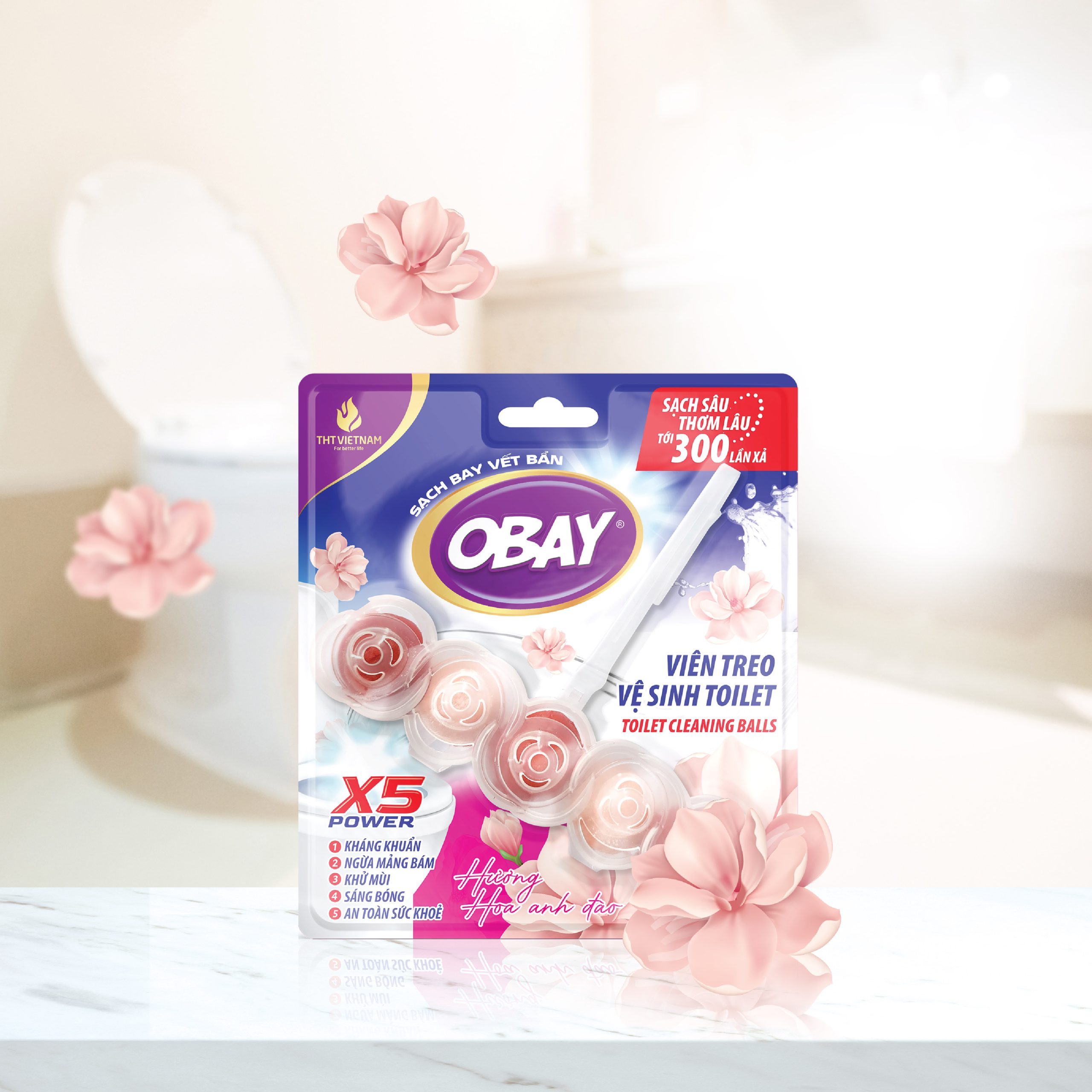 Viên treo vệ sinh Toilet Obay hương hoa anh đào 50g - Ảnh 2