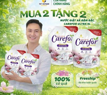 (TỔNG NHẬN 8L) Mua 2 Tặng 2 túi 2L, tổng được 4 túi Nước Giặt Xả Carefor Plus đậm đặc