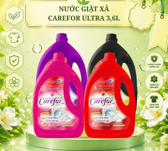 Can Nước Giặt Carefor Ultra 3,2L Giặt Xả Đậm Đặc, Sạch Sâu, An Toàn Cho Da
